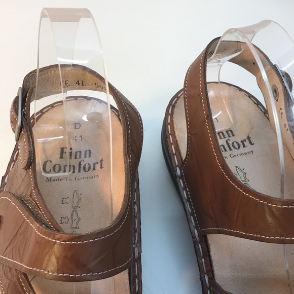 NWOT Finn Comfort Brown Leather Sandals with Velcro Straps Size 10 - Picture 10 of 16